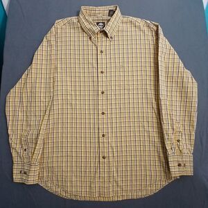 Timberland Men L Yellow Yellow Plaid Long Sleeve Button Up Pocket